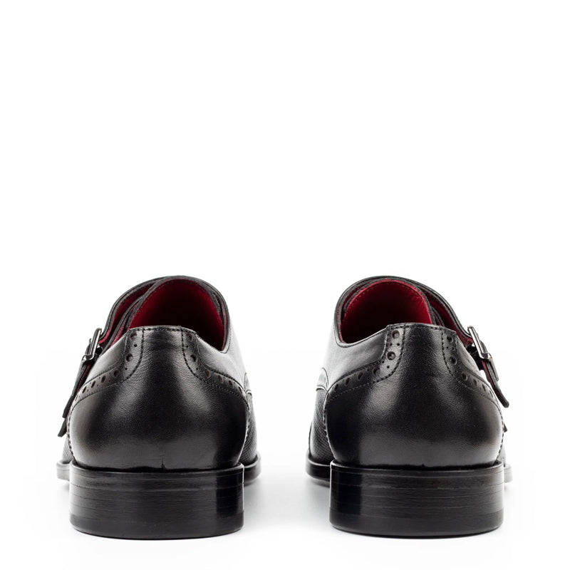 Men Handmade Leather Double Monk Straps Shoes