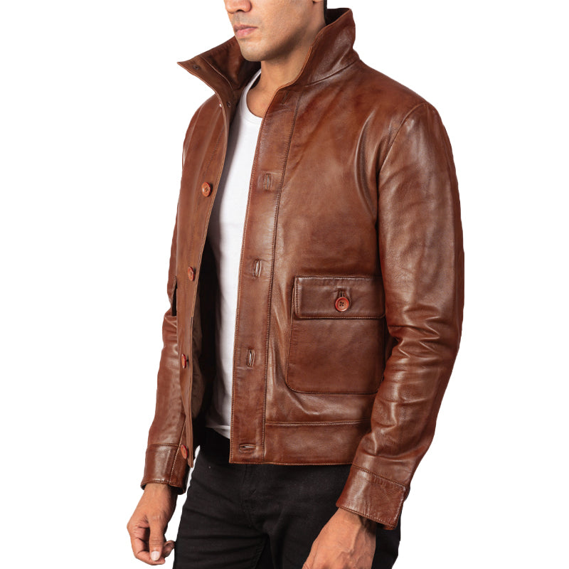 Columbus Leather Bomber Jacket For Men