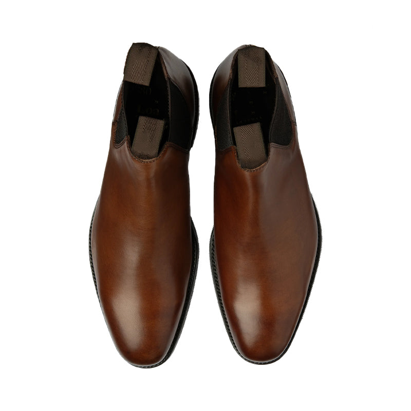 Luxury Mid-Top Pure Solid Leather Chelsea Boots