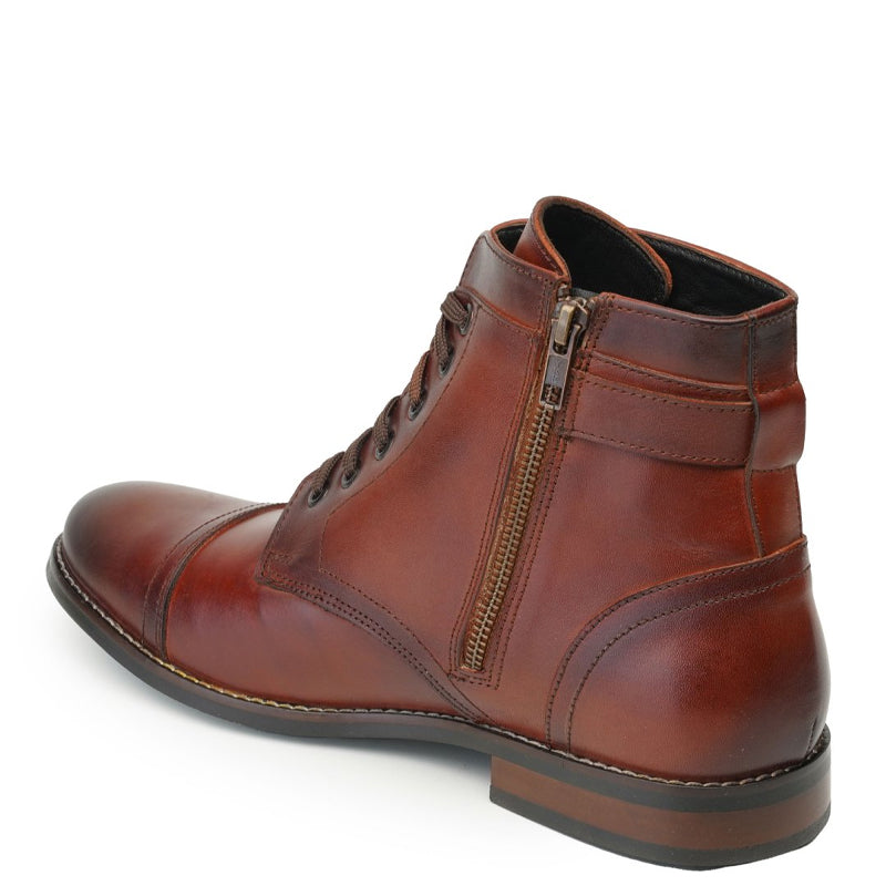 Men Solid High Buckle Leather Ankle Boot