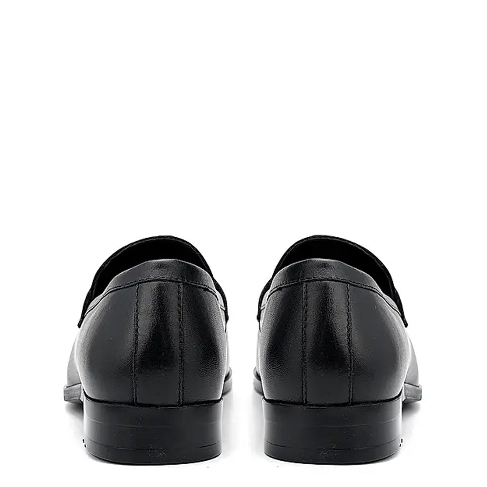 Men Round Toe Slip On Leather Formal Black Loafer