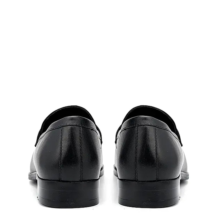 Men Round Toe Slip On Leather Formal Black Loafer