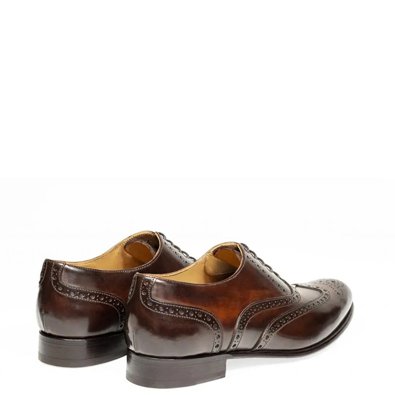 Wingtip Shiny Leather Oxford Tan Brown Shoe