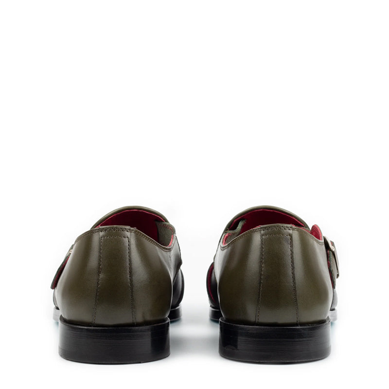Men Green Black Textured Leather Peshawari Comfort Sandals