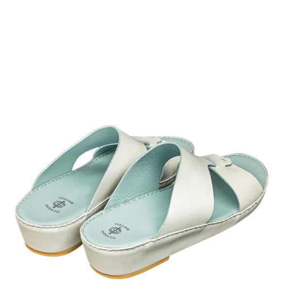 Leather Stich Comfort Arabic Sandal - White Sky