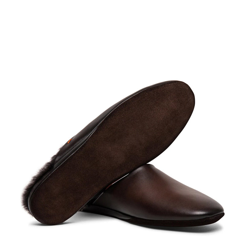 Men Polished Leather Slippers