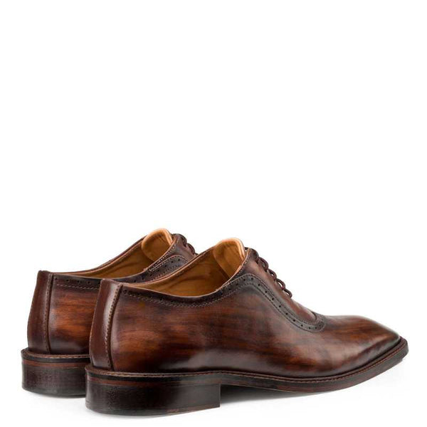 Wooden Finish Handpainted Pure Leather Oxford Shoes