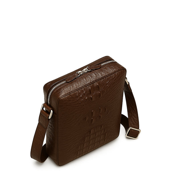 Men s Italian Crocodile Leather Tan Side Bag
