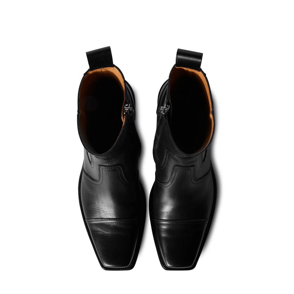 Men Leather High Side Zipper Ankle Boot