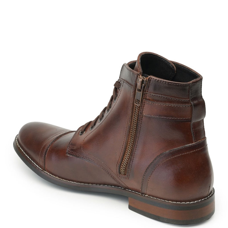 Men Solid High Buckle Leather Ankle Boot