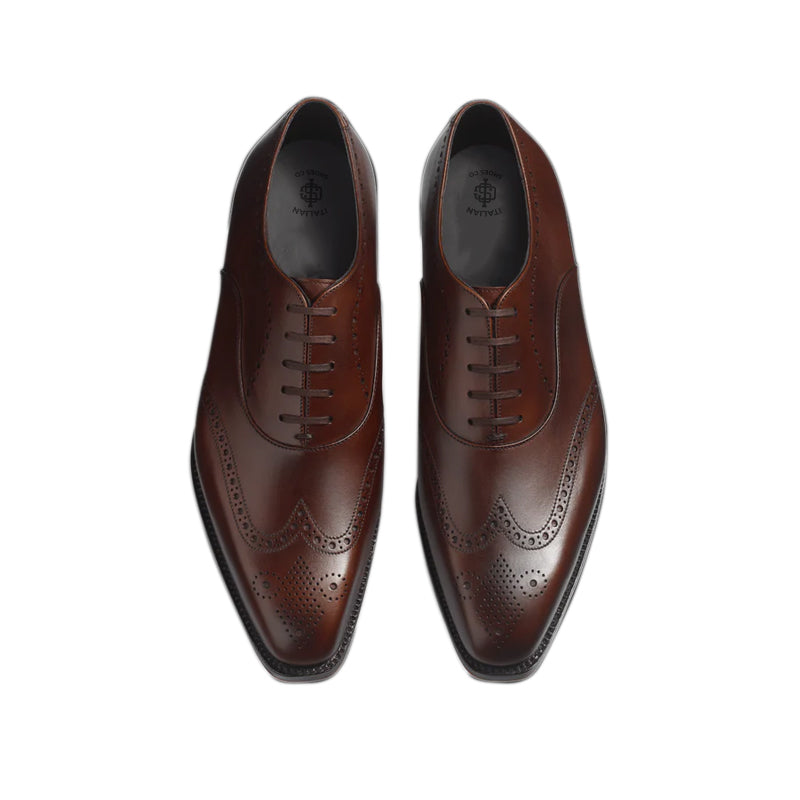 Fusain Perforated Oxford Leather Shoes