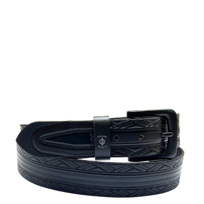 Strutturato Spogliato Black Leather Belt