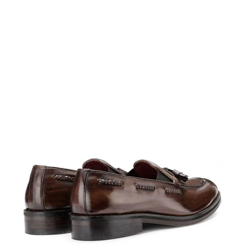 Pure Leather Classic Side-Lacing Tassel Loafers