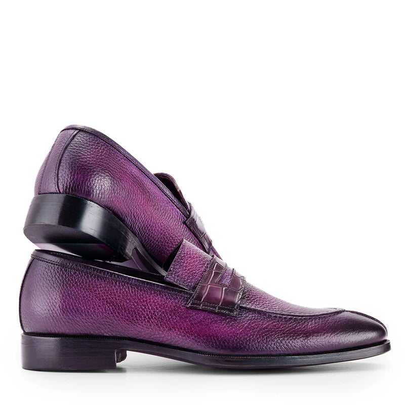 Men Split Toe Leather Loafer Blue Shoe