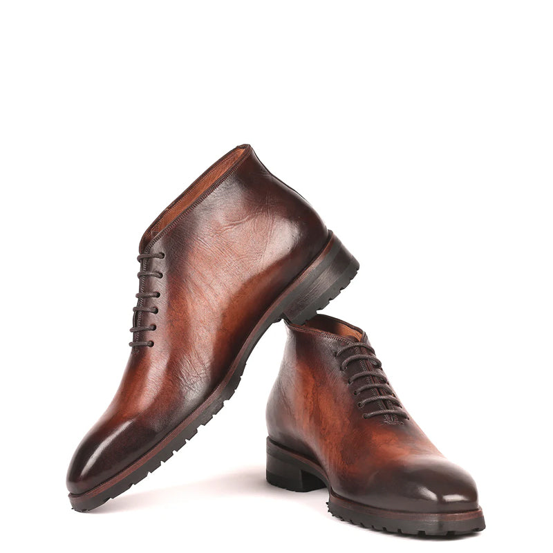 Men Custom Handmade Leather Ankle Boot Brown