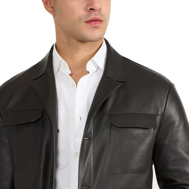 Dark Brown Archer Leather Jacket For Men