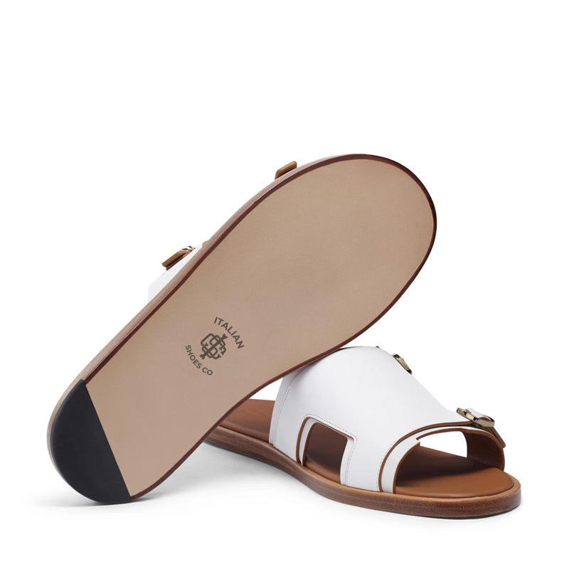 Men Double Buckle Leather Comfort Sandal