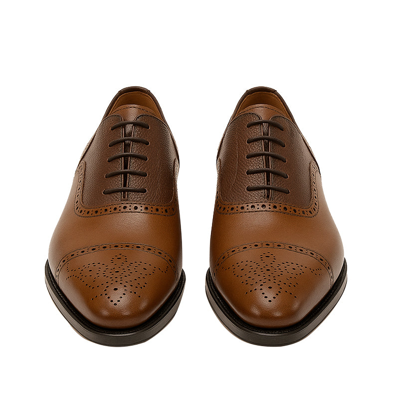 Premium Leather Lace Up Dual Textured Oxford Shoes
