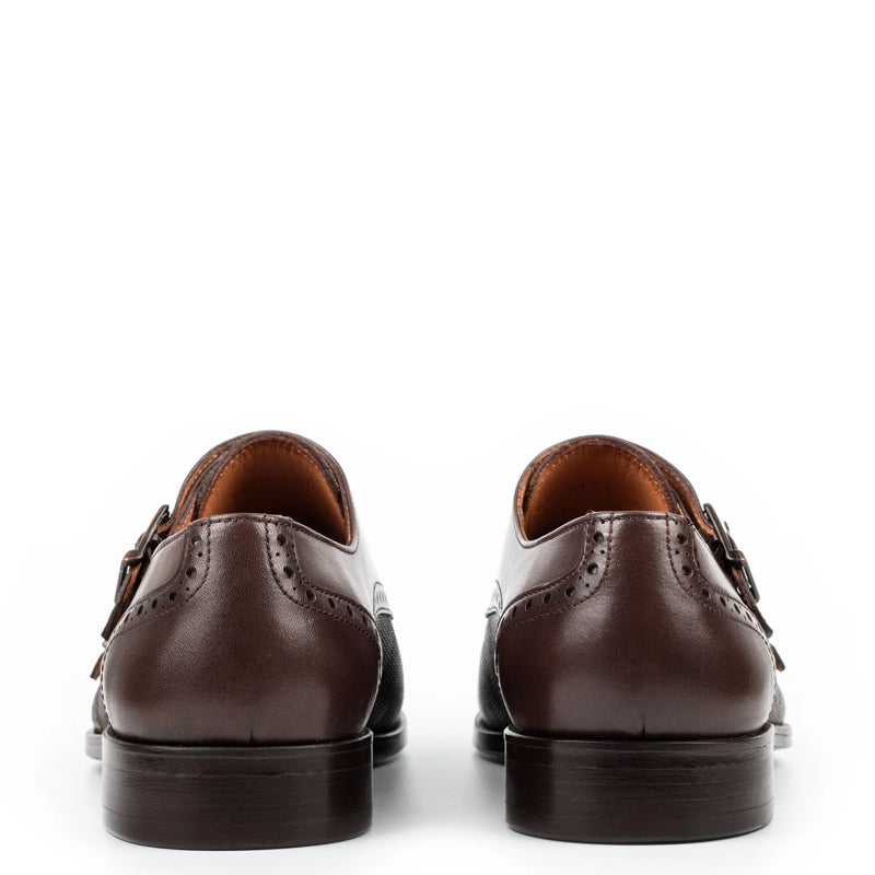 Men Handmade Leather Double Monk Strap Shoe Black