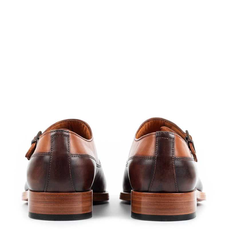 Men Handmade Leather Single Monk Straps Blue Shoe