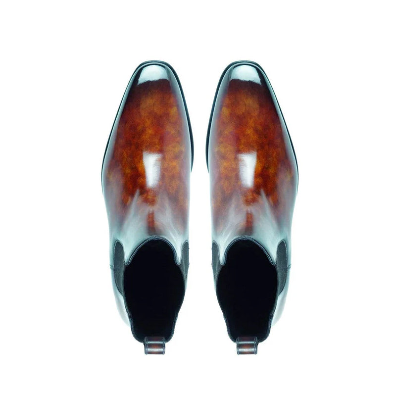Patina Leather Chelsea Crystal Boot For Men