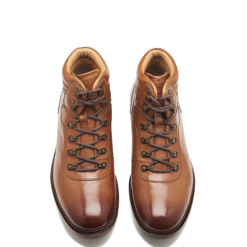 Leather Lace Up Mid Top Ankle Natural Boot For Men