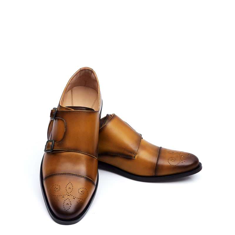 Premium ToeCap Double Monk Strap Leather Shoes