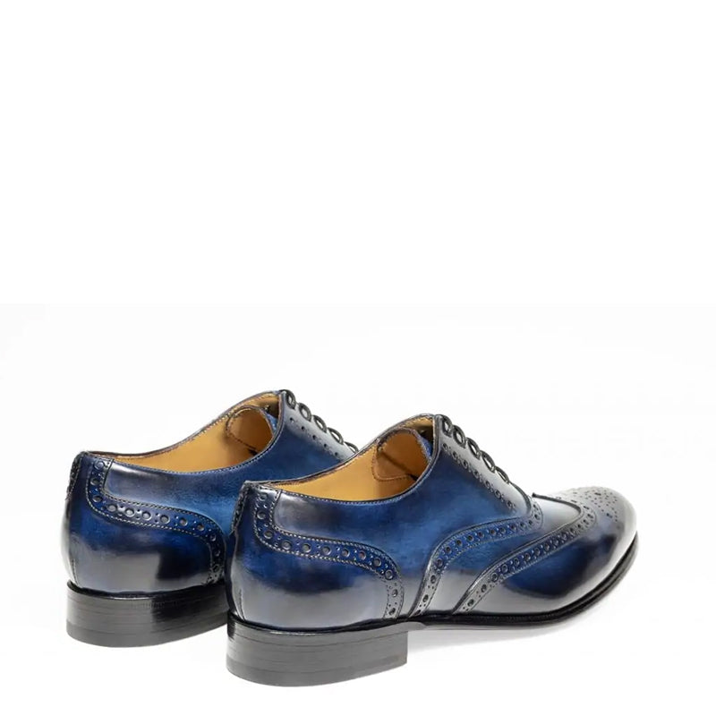 Wingtip Shiny Leather Oxford Tan Brown Shoe
