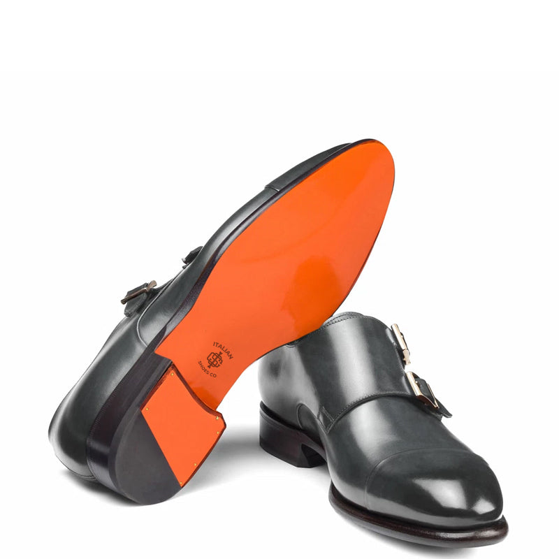 Leather Double Monk Strap Men Shoes