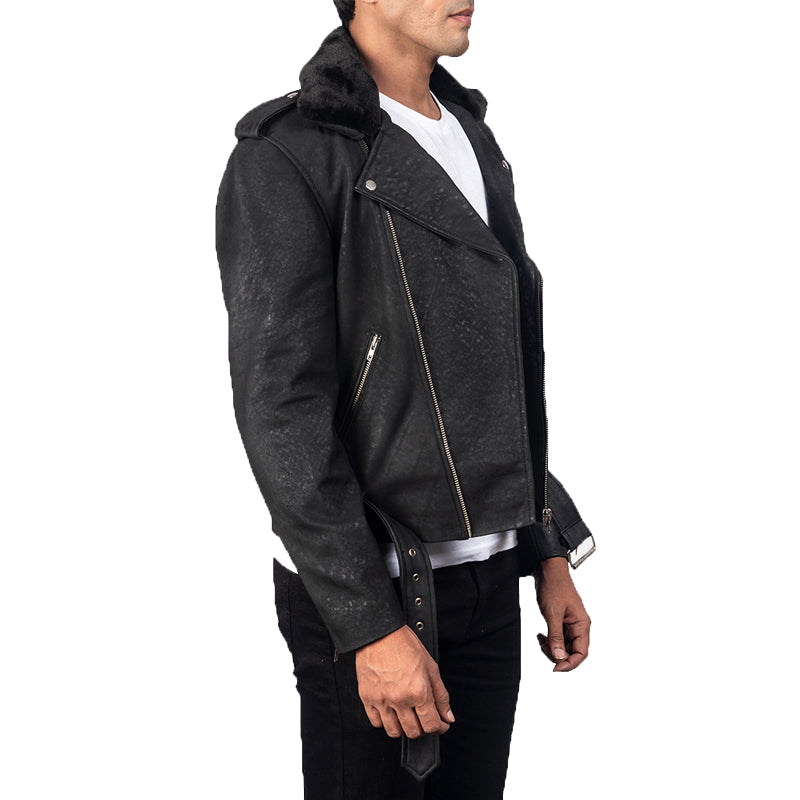 Furton Leather Biker Jacket For Men