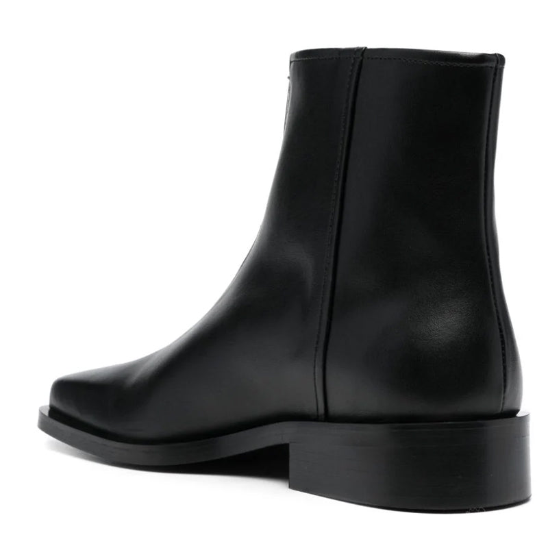 Front Zip Leather Boots