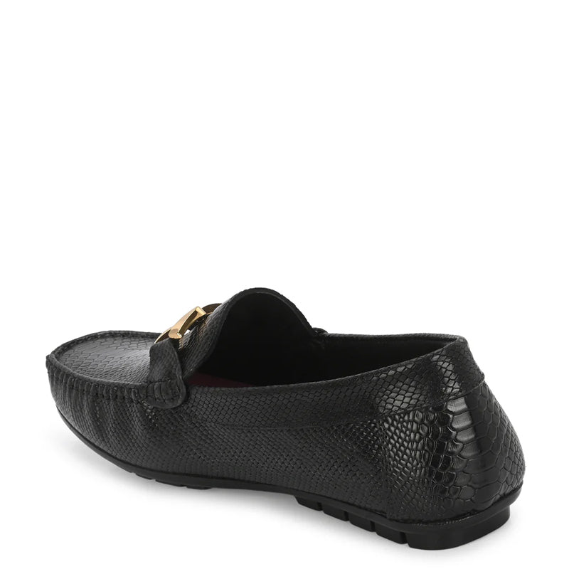 Premium Leather Loafer With Gold Buckled