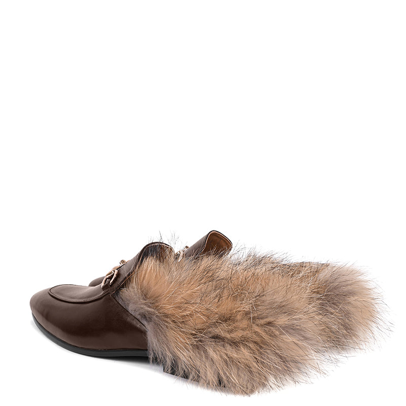 Premium Leather Mule With Fur
