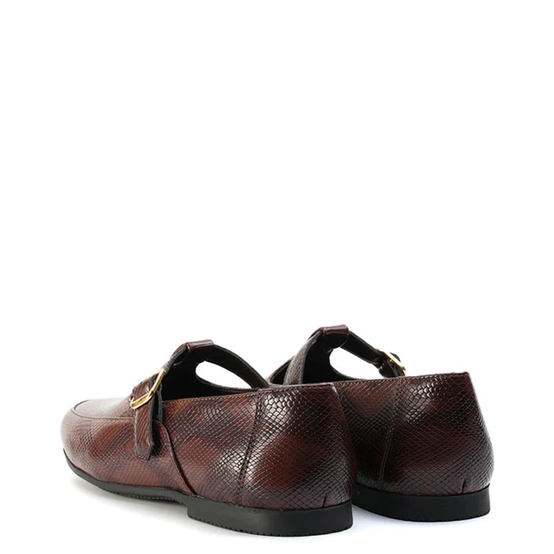 Men Slip ON Open Side Textured Leather Loafer