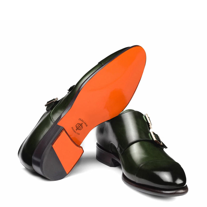 Leather Double Monk Strap Men Shoes