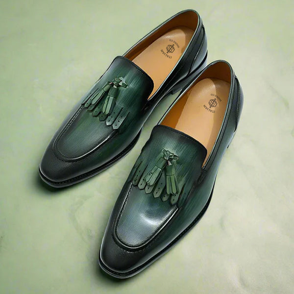 Leather Slip On Tassel Loafer For Men
