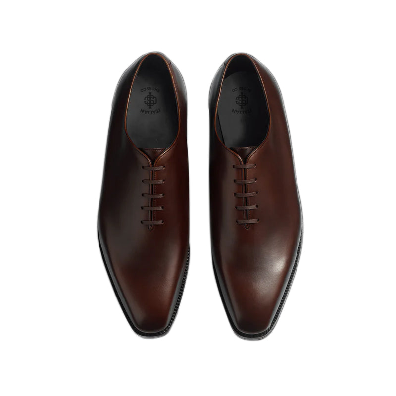 Plain Polished Leather Wholecut Oxford Shoes
