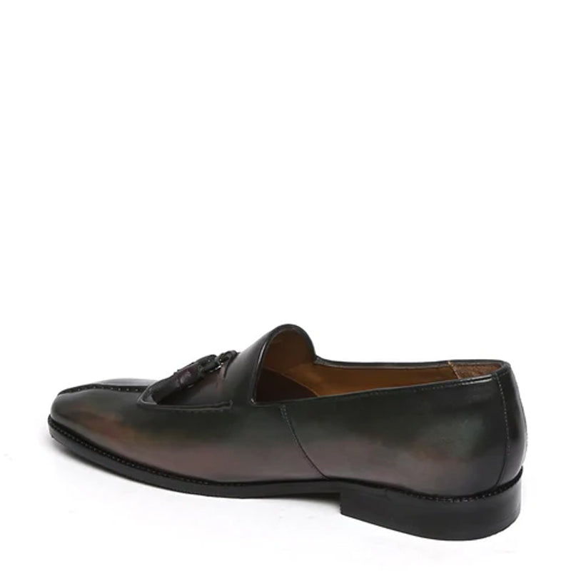 Men Slip On Leather Blue Black Tassel Loafer