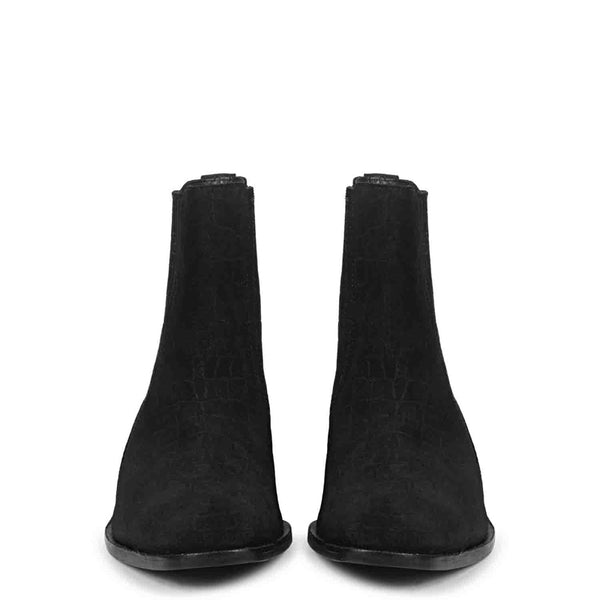 Croco Print Suede Leather Chelsea Boots