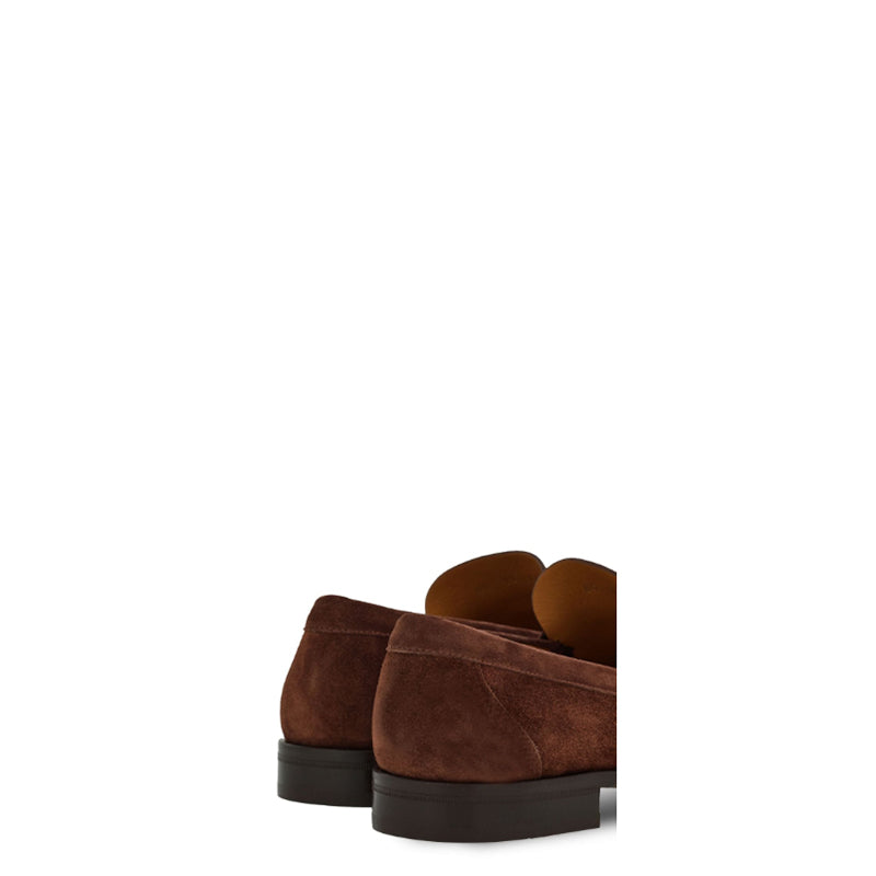 Brown Fort Ricamo Suede Loafers for Men