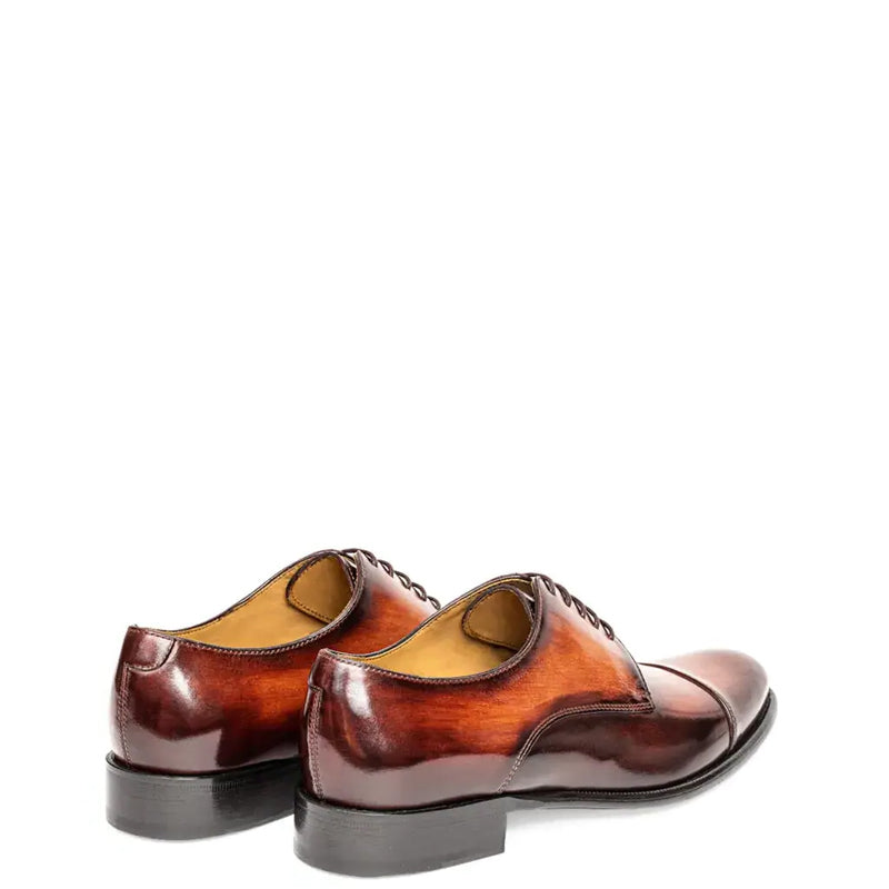Classic Handmade Shiny Leather Oxford Tan Brown Shoe
