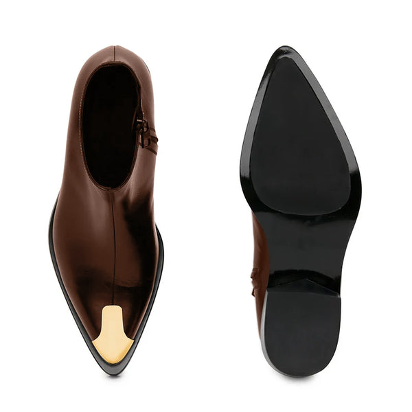 Punk Leather Boots Golden Toe