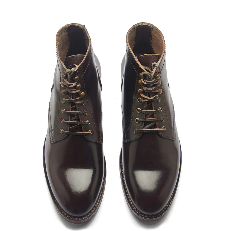 Men Polished Leather Derby Ankle Boot
