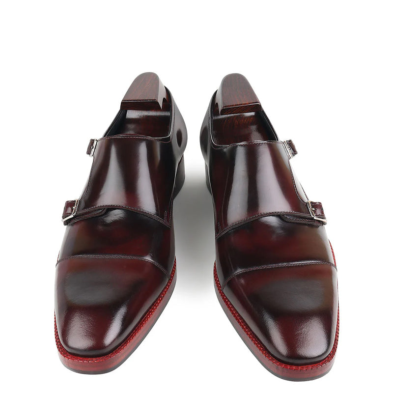 Classic Leather Formal Double Monk Straps Shoes