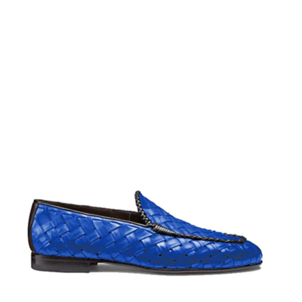 Blue Weaved Leather Loafer