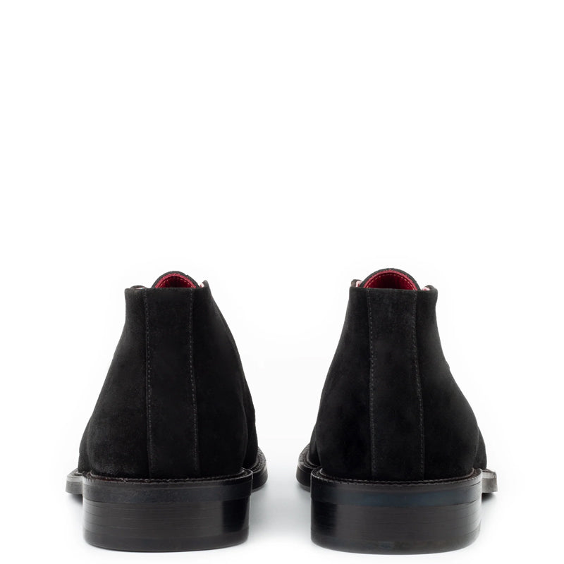 Men Mid Top Solid Suede Leather Chukkas Boot Black