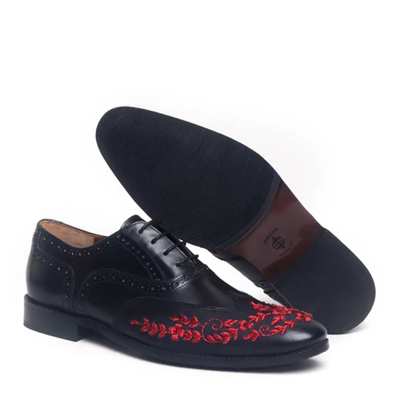 Leather Lace-Up Wingtip Shoes For Men