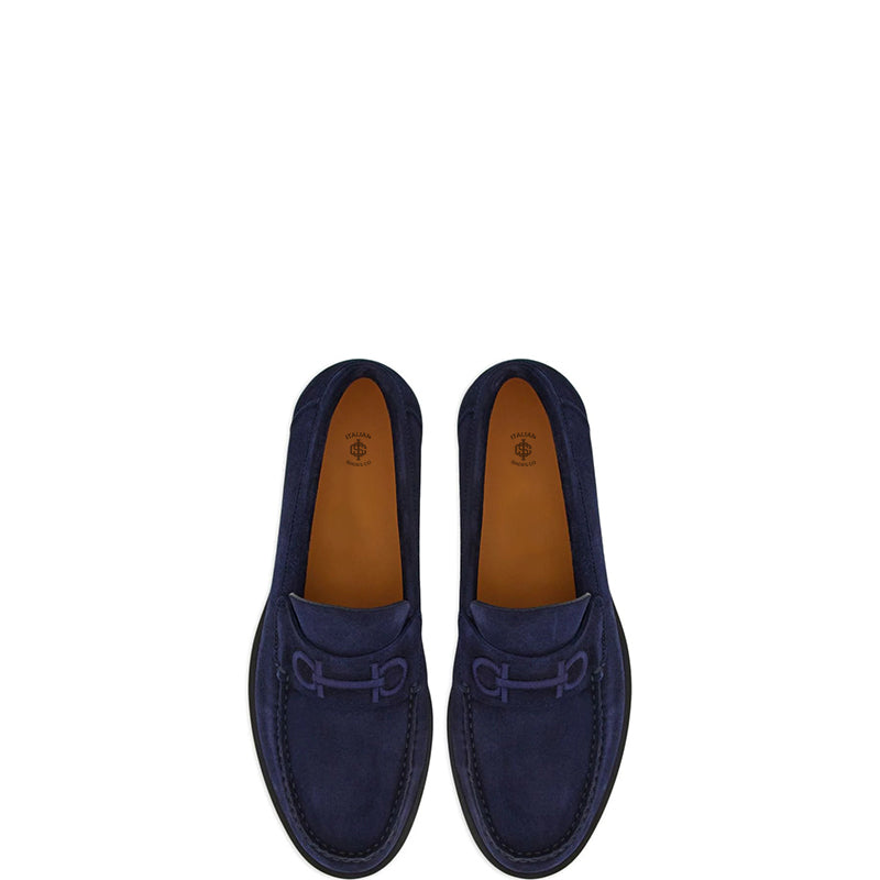 Blue Fort Ricamo Suede Loafers for Men