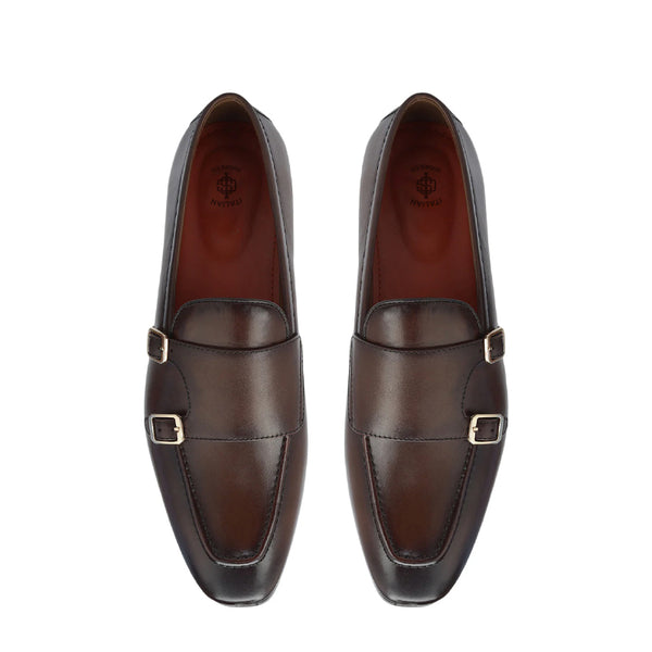 Men Classic Handmade Leather Double Monk Shoes