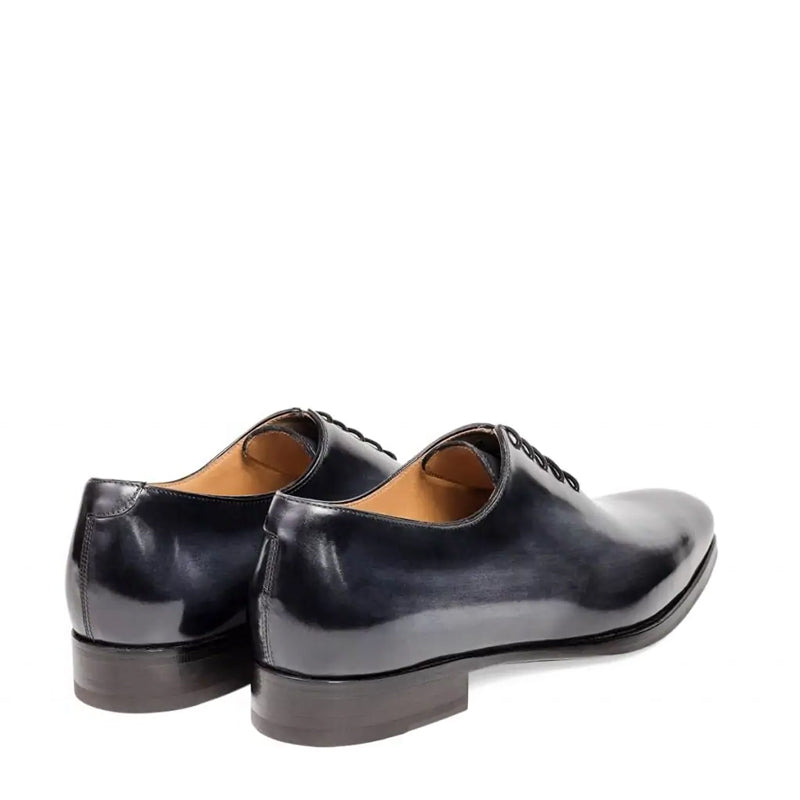 Classic Plain Solid Shiny Leather Oxford Grey / Black Shoe